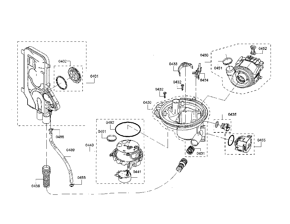Water inlet/sump/heat pump Diagram and Parts List for SHV863WD3N 01 Bosch Dishwasher
