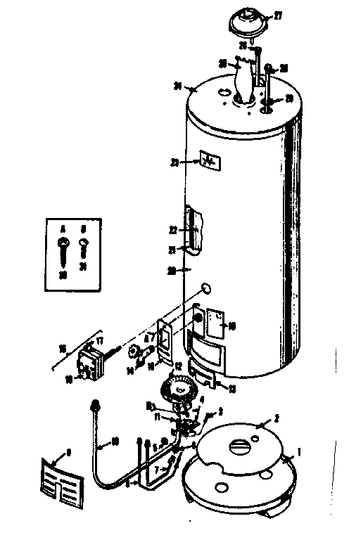 Replacement Parts Diagram and Parts List for 15333231  Kenmore Water Heater