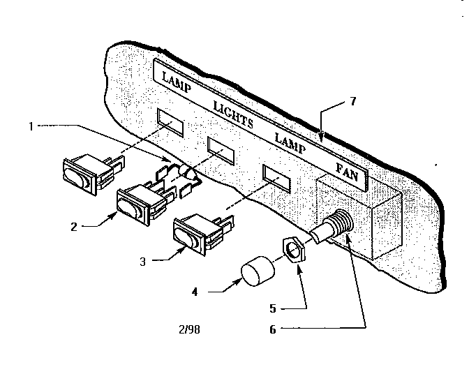 Switch Assembly Diagram and Parts List for H42HQS  Thermador Range Hood