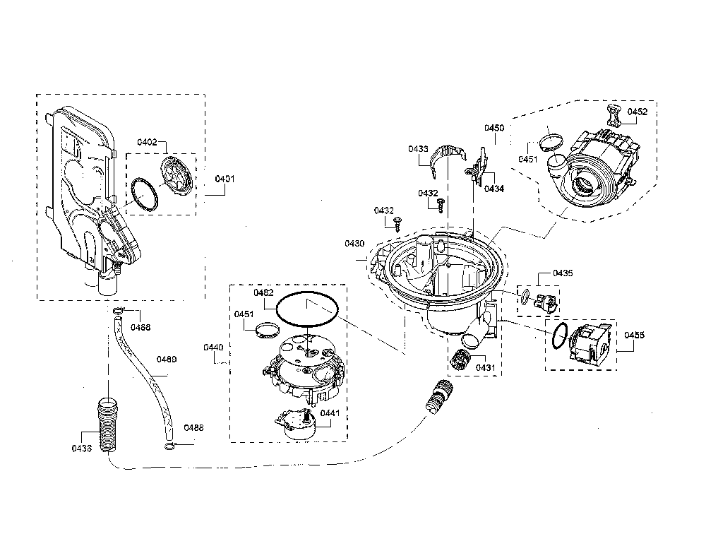 Water inlet/sump/heat pump Diagram and Parts List for SHP865WF5N 01 Bosch Dishwasher