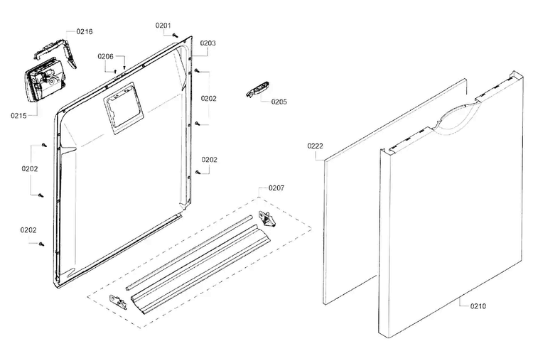 Door Assy Diagram and Parts List for SHE3AR56UC 14 Bosch Dishwasher
