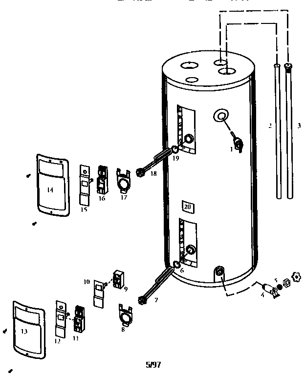 Replacement Parts Diagram and Parts List for 153324462  Kenmore Water Heater