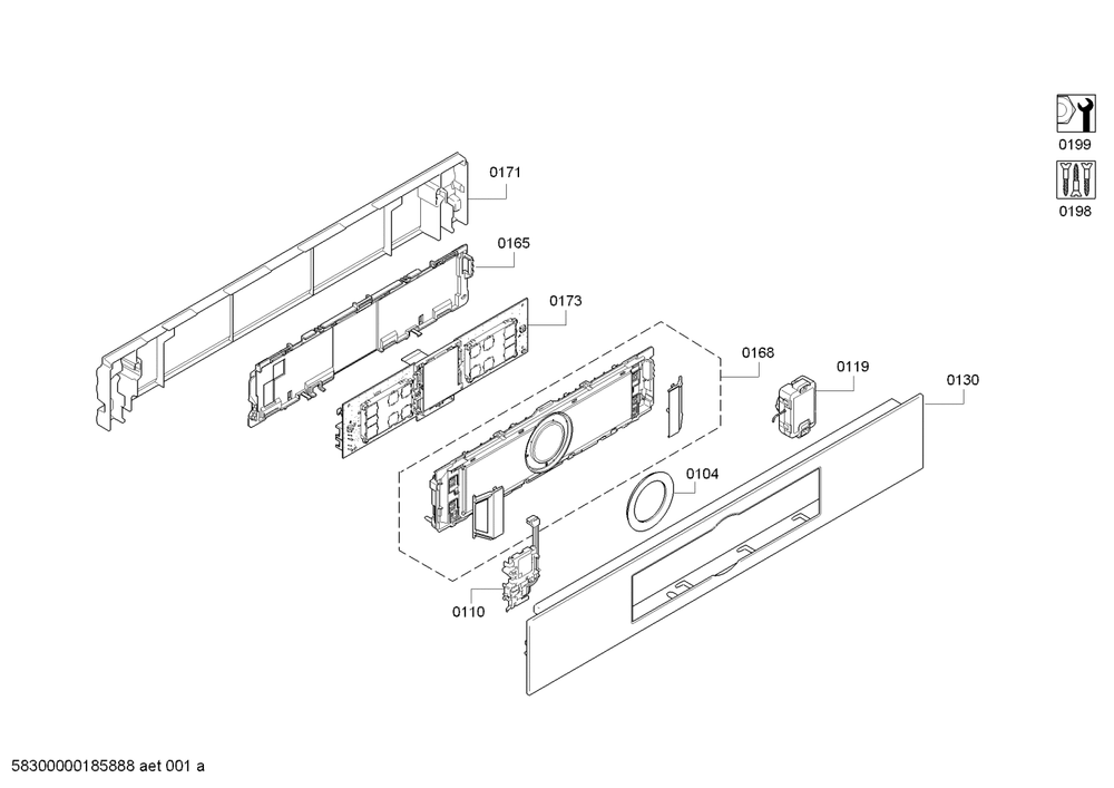 Diagram 1 Diagram and Parts List for HBE5452UC-35  Bosch Wall Oven