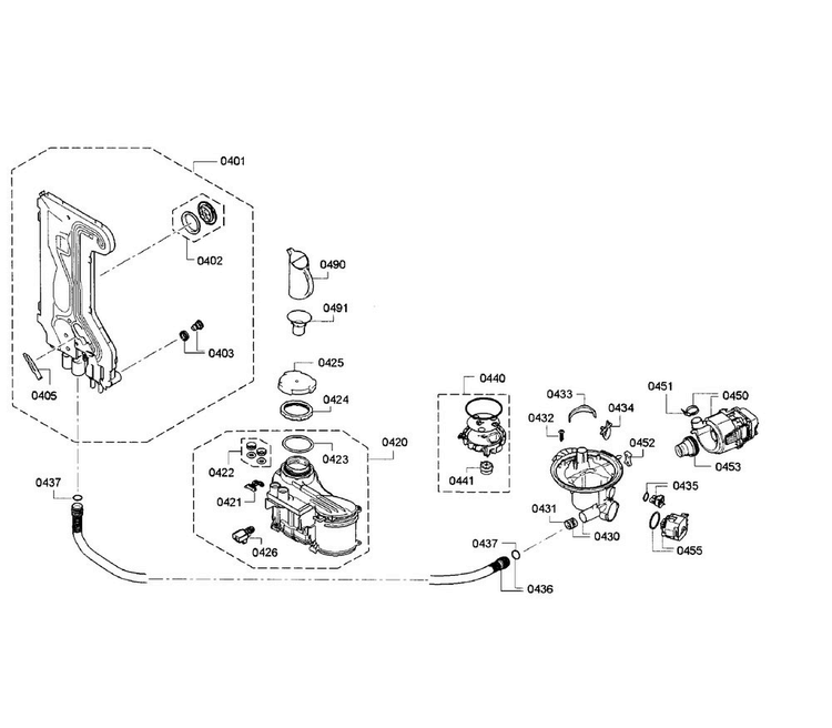Pump Section Diagram and Parts List for SPE68U55UC 33 Bosch Dishwasher