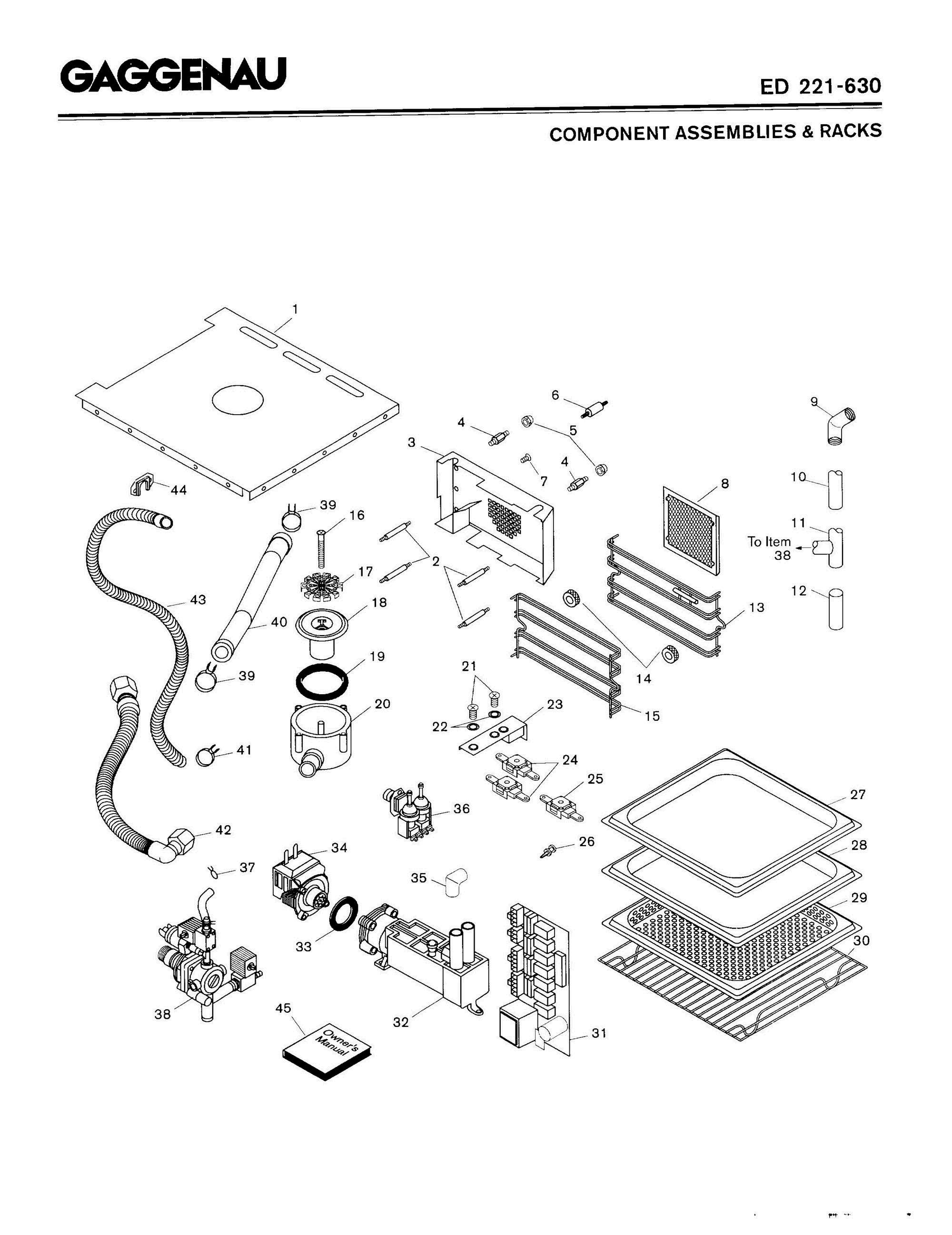 01 - COMPONENT ASSEMBLIES & RACKS Diagram and Parts List for ED221-630  Bosch Range
