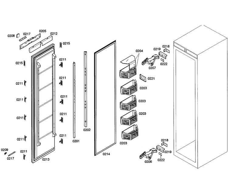 Door Assy Diagram and Parts List for T24IF70NSP 40 Thermador Freezer