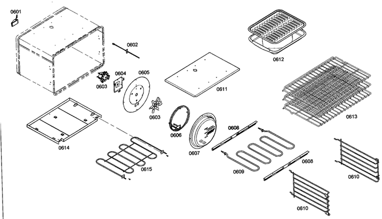 Oven Diagram and Parts List for PRD366EHU03  Thermador Range