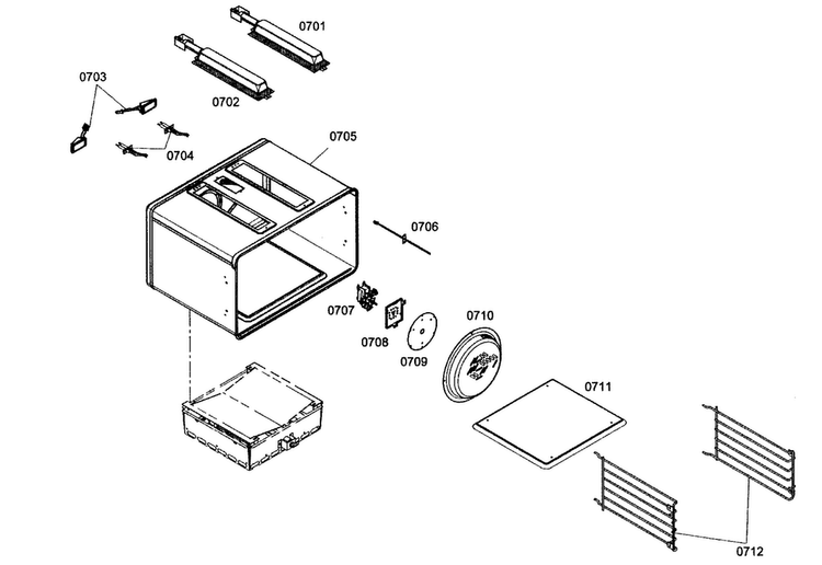 Main Oven Diagram and Parts List for PRG364EDG04  Thermador Range
