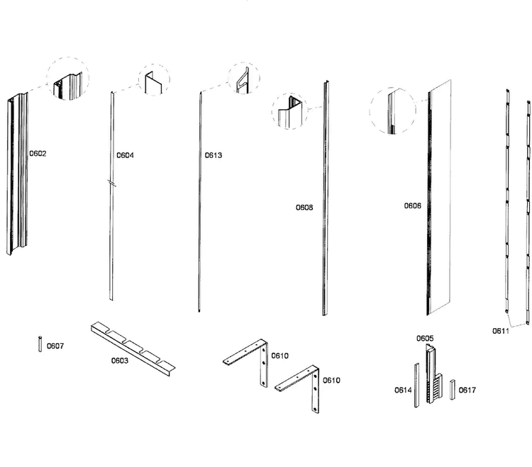 Framing Diagram and Parts List for T18ID80NLP 39 Thermador Freezer