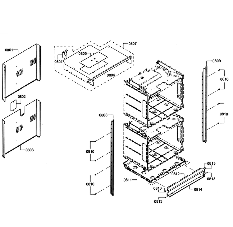 Cabinet Diagram and Parts List for HBL3560UC 09 Bosch Wall Oven