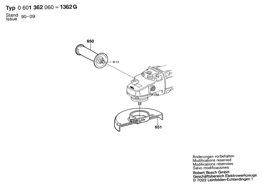 Section 2 Diagram and Parts List for GWS23-230 0601362060 Bosch Angle Grinder