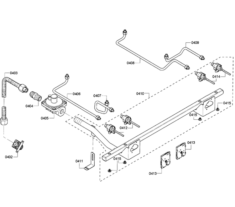 Manifold Diagram and Parts List for PRD304GHC 09 Thermador Range