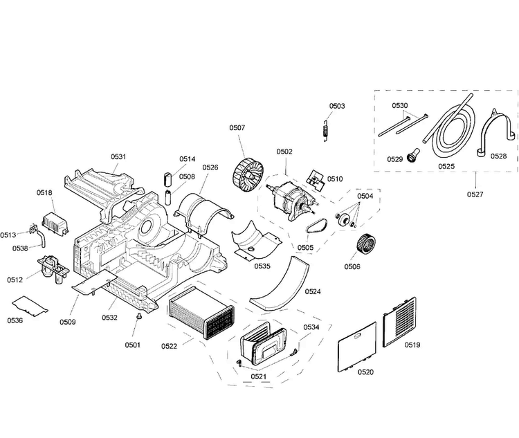 Motor Assy Diagram and Parts List for WTE86300US 06 Bosch Dryer