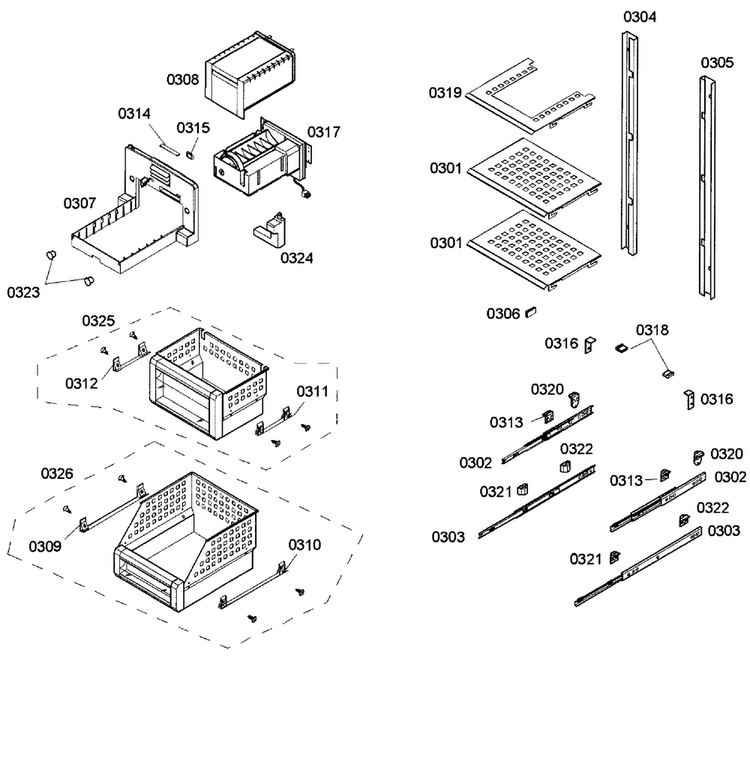 Shelfs Diagram and Parts List for T18ID80NRP 15 Thermador Freezer