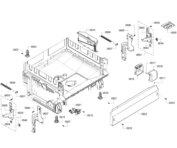 Base Assy Diagram and Parts List for SHE6AF02UC 06 Bosch Dishwasher