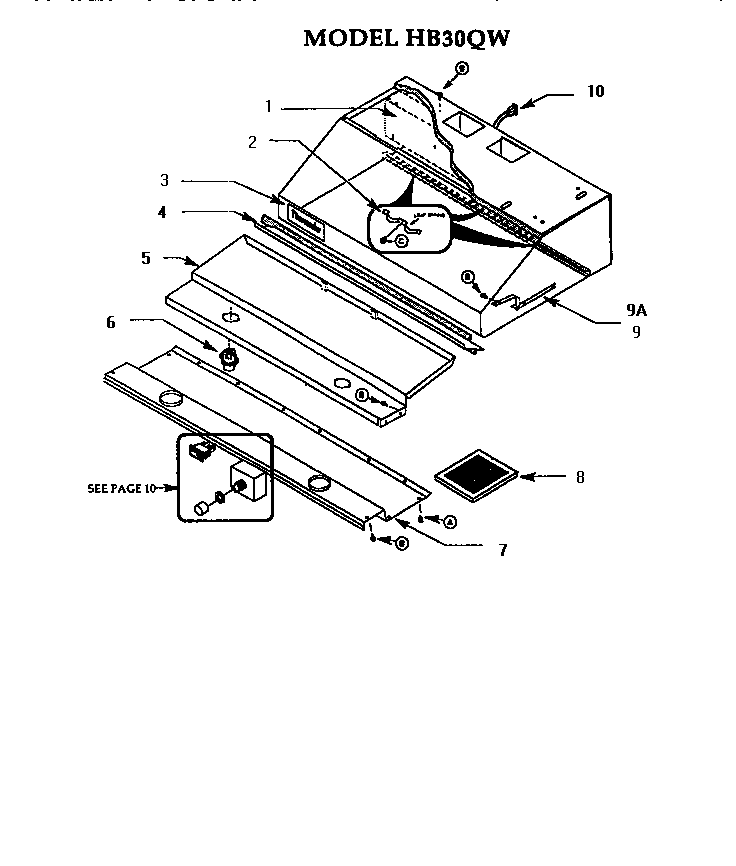 Model Hb30qw Diagram and Parts List for HB30QW  Thermador Range Hood