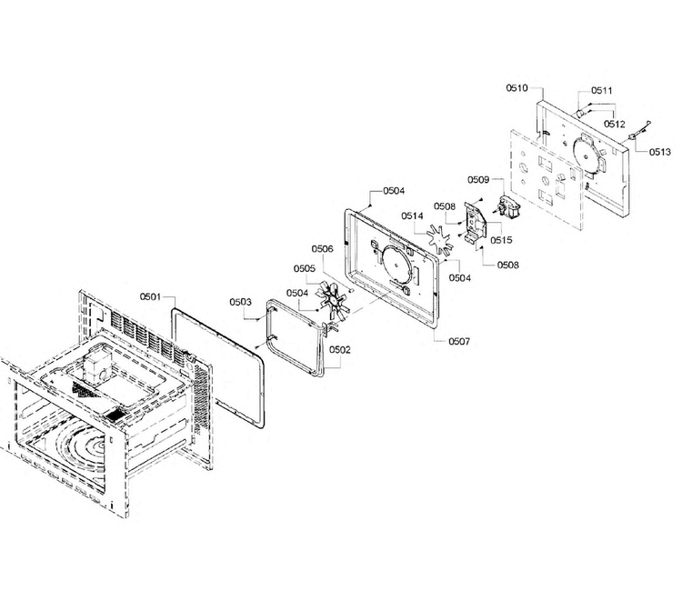 Convection Diagram and Parts List for HMC80151UC 01 Bosch Microwave