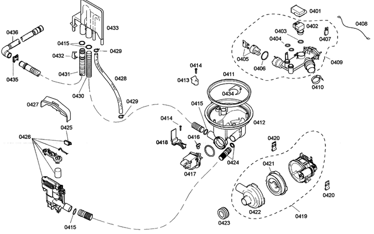Pump Diagram and Parts List for SHE33M02UC 50 Bosch Dishwasher