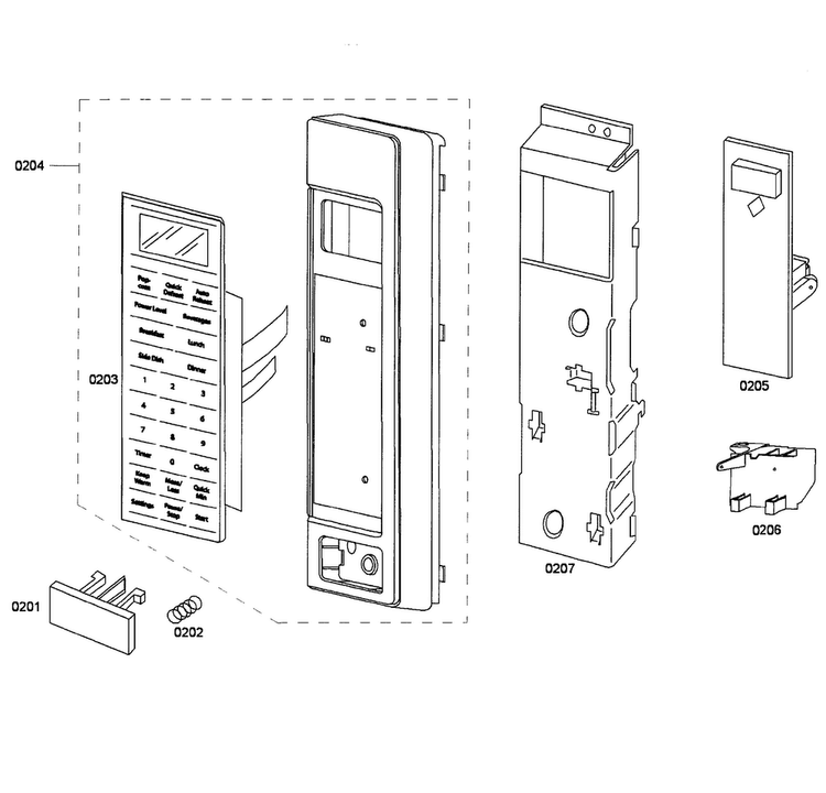 Control Panel Diagram and Parts List for MBESLFTD 01 Thermador Microwave
