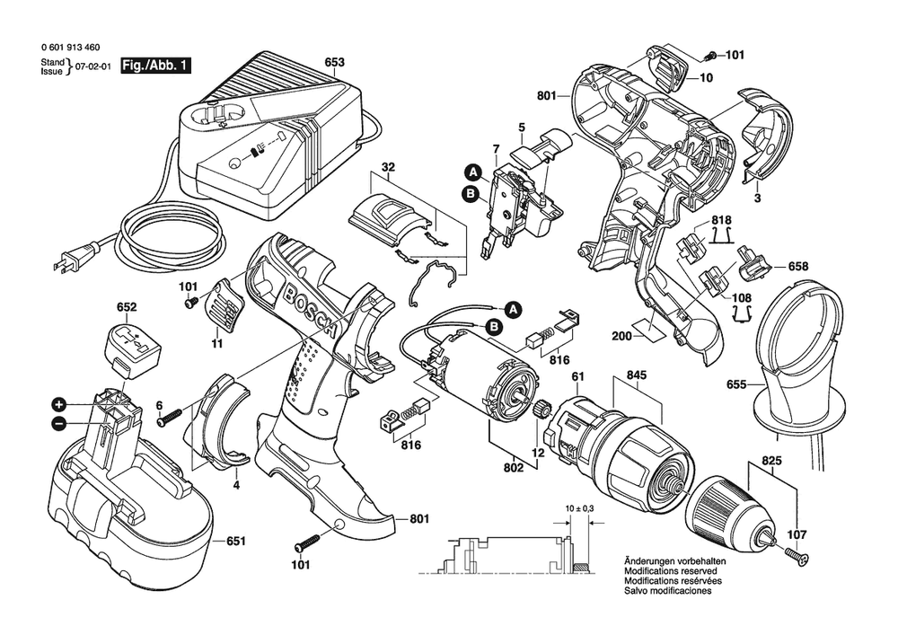 Section 1 Diagram and Parts List for 0601913460  Bosch Impact Driver