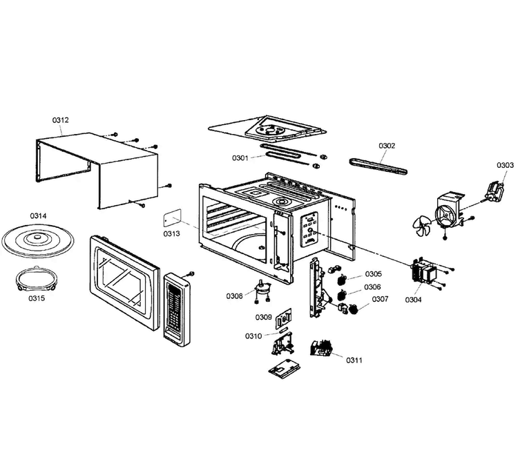 Microwave Diagram and Parts List for HBL8750UC 08 Bosch Microwave Oven Combo