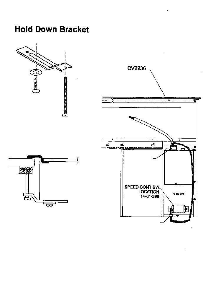 Hold Down Bracket Diagram and Parts List for CEH365Q  Thermador Cooktop