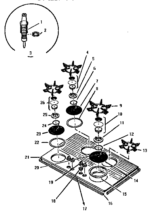 Section 8 Diagram and Parts List for GGCV3001  Thermador Cooktop