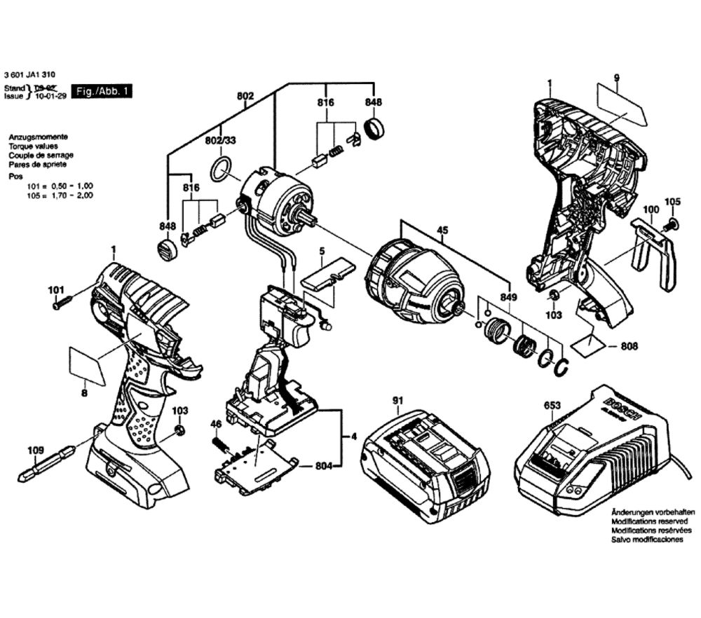 Drill Cordless Diagram and Parts List for 25618-02  Bosch Impact Driver