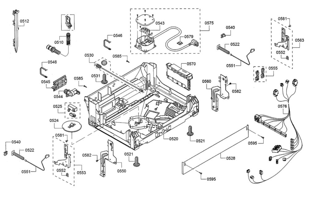 Base/Power Cord Diagram and Parts List for SHEM63W55N 11 Bosch Dishwasher
