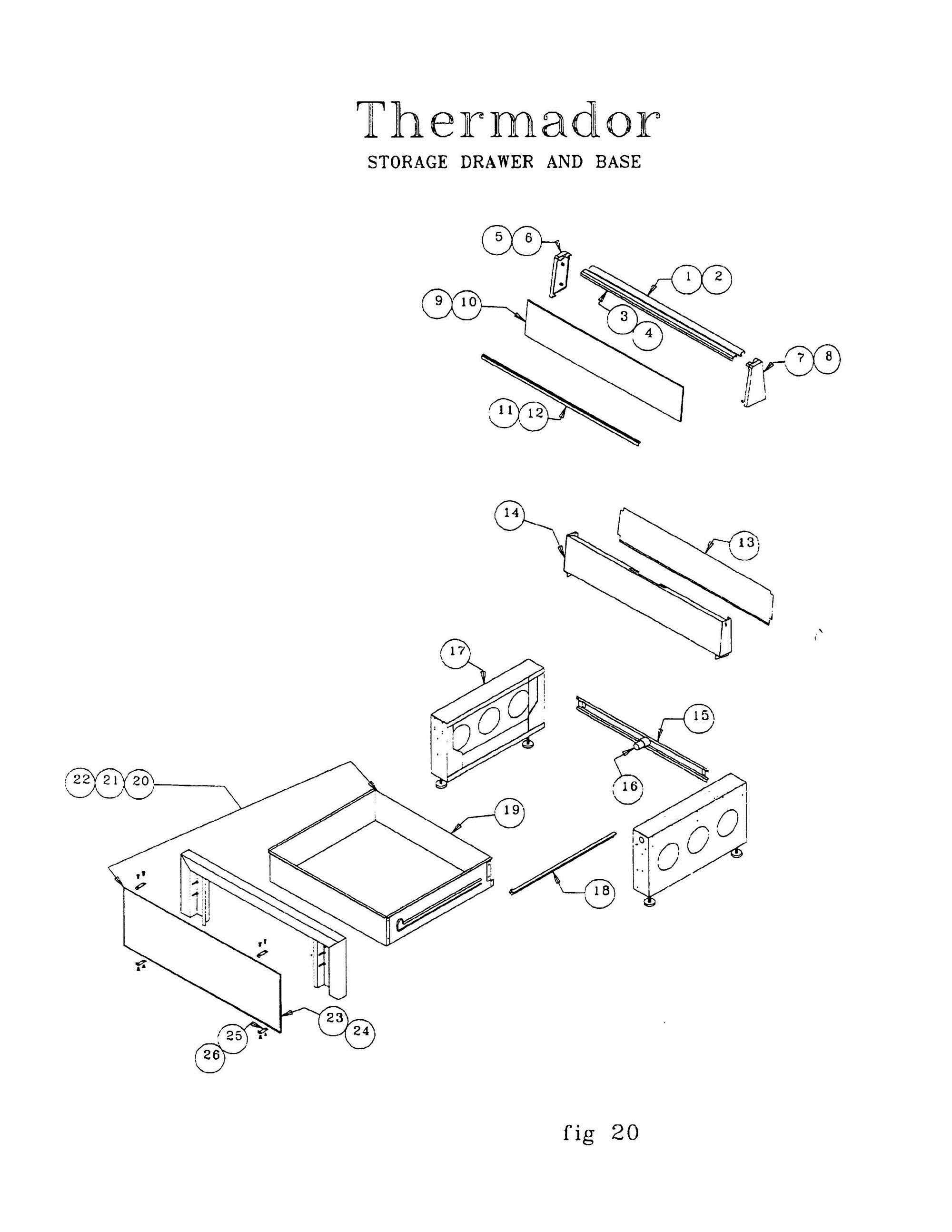 22 - STORAGE DRAWER & BASE Diagram and Parts List for RDDS30  Bosch Range