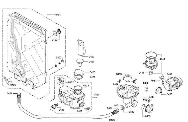 Pump Assy Diagram and Parts List for SHE68E15UC 01 Bosch Dishwasher
