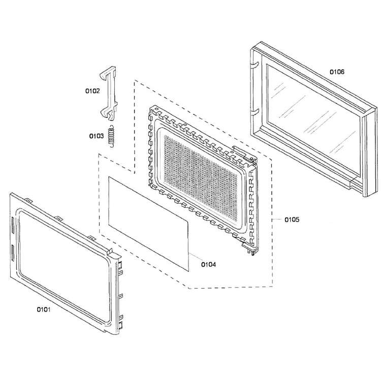Door Parts Diagram and Parts List for MBESLFTD 01 Thermador Microwave
