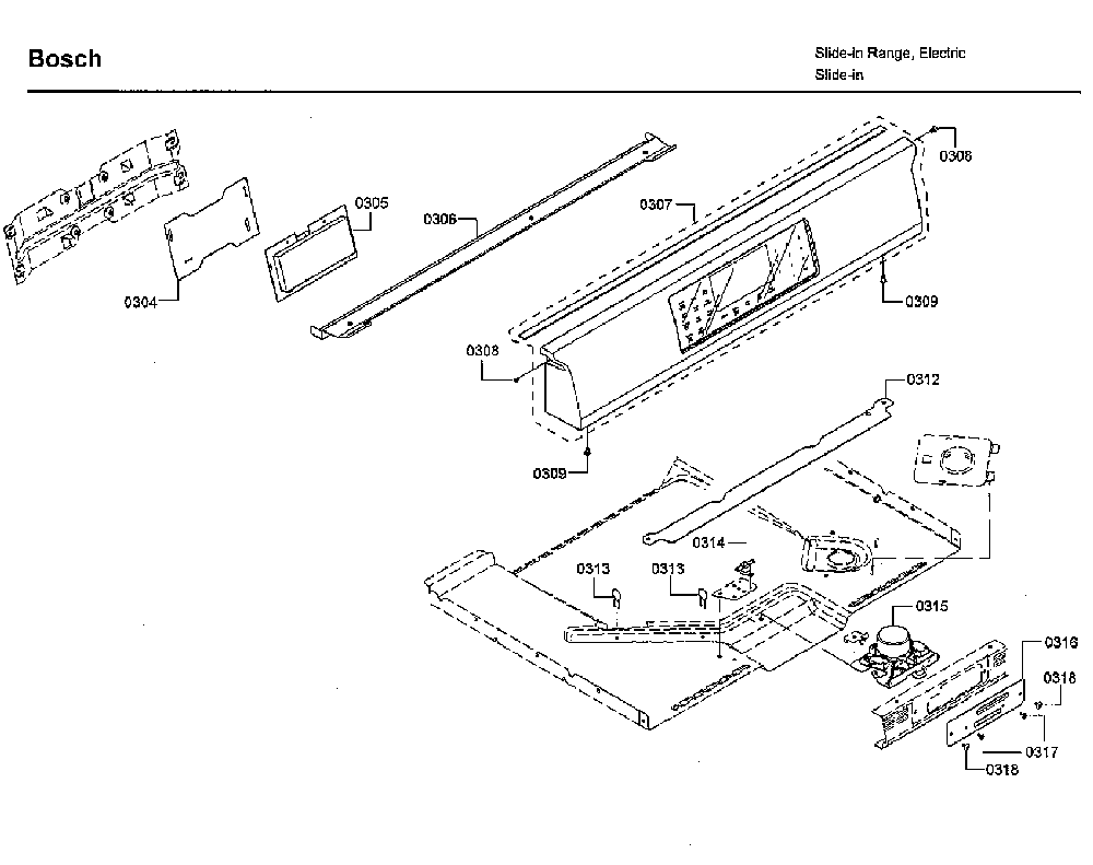 Control Diagram and Parts List for HIIP054U 06 Bosch Range