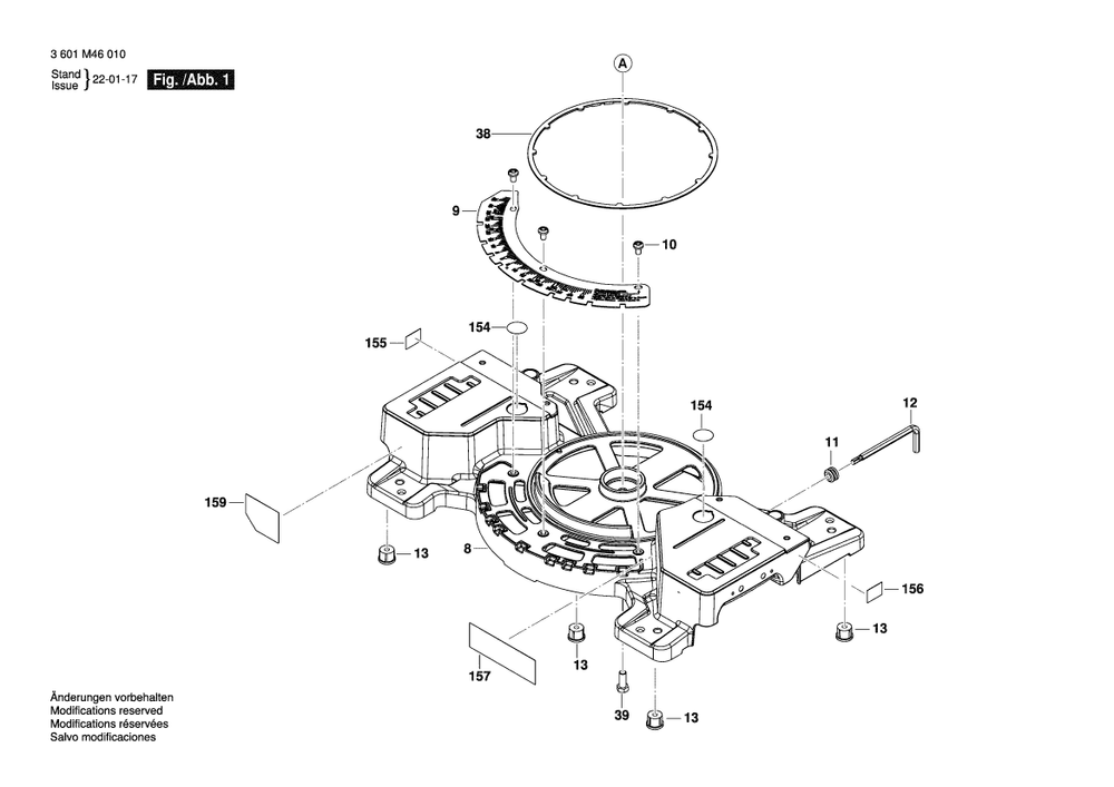 Diagram 1 Diagram and Parts List for GCM18V-07S 3 601 M46 010 Bosch Miter Saw