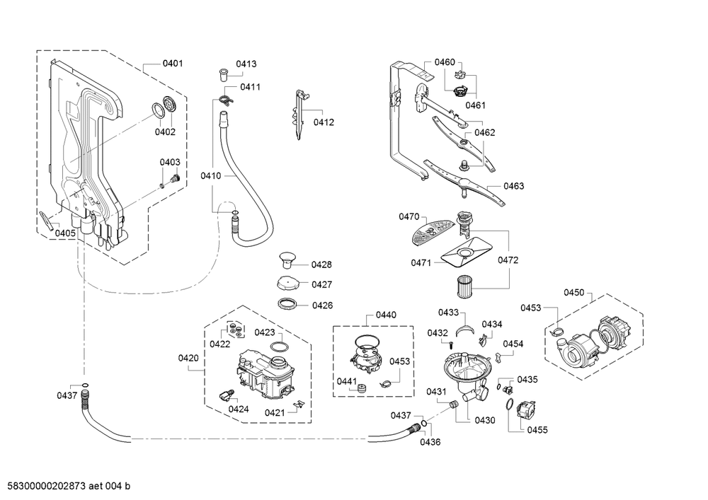 Diagram 5 Diagram and Parts List for SHEM78WH5N-32  Bosch Dishwasher