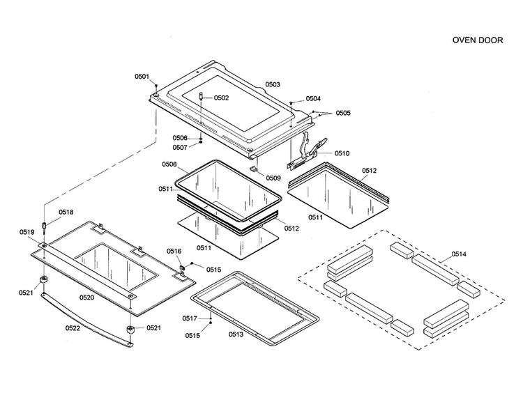 Oven Door Diagram and Parts List for HBN5035AUC 01 Bosch Wall Oven
