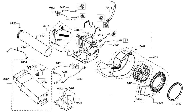 Motor Assy Diagram and Parts List for WTVC833PUS 10 Bosch Dryer