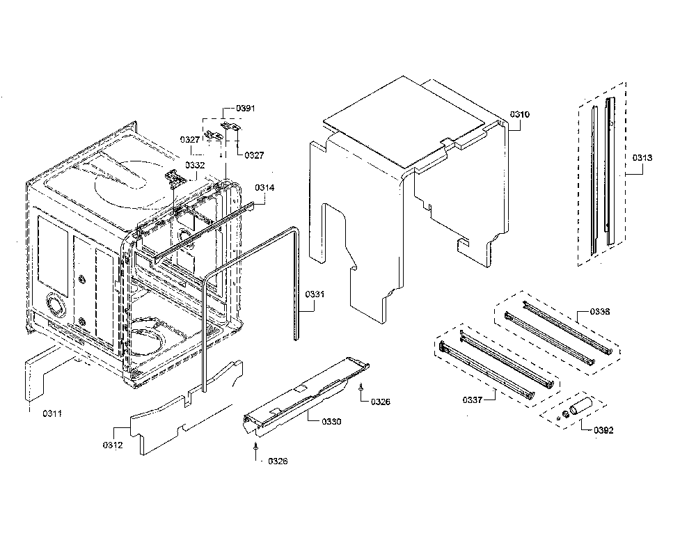 Tub/sealing Diagram and Parts List for SHP865WF5N 01 Bosch Dishwasher