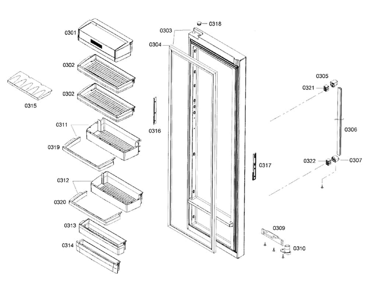 Door 2 Diagram and Parts List for B22CS50SNS 02 Bosch Refrigerator