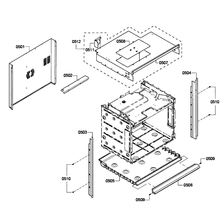 Cabinet Assy Diagram and Parts List for HBL3450UC 06 Bosch Wall Oven