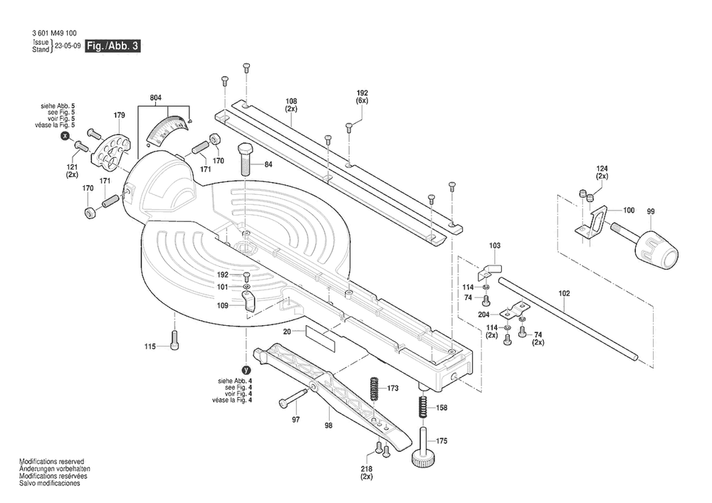 Section 3 Diagram and Parts List for GCM305-254D 3601M49140 Bosch Miter Saw