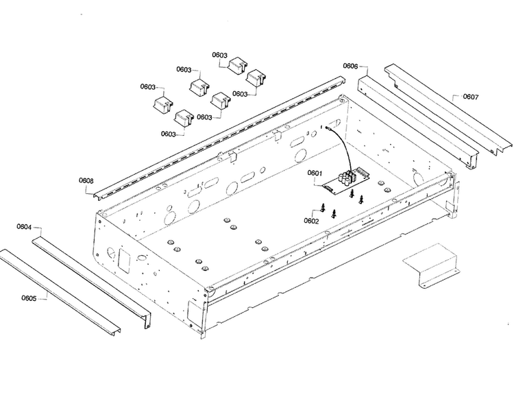 Cabinet Diagram and Parts List for PCG486GD 04 Thermador Cooktop