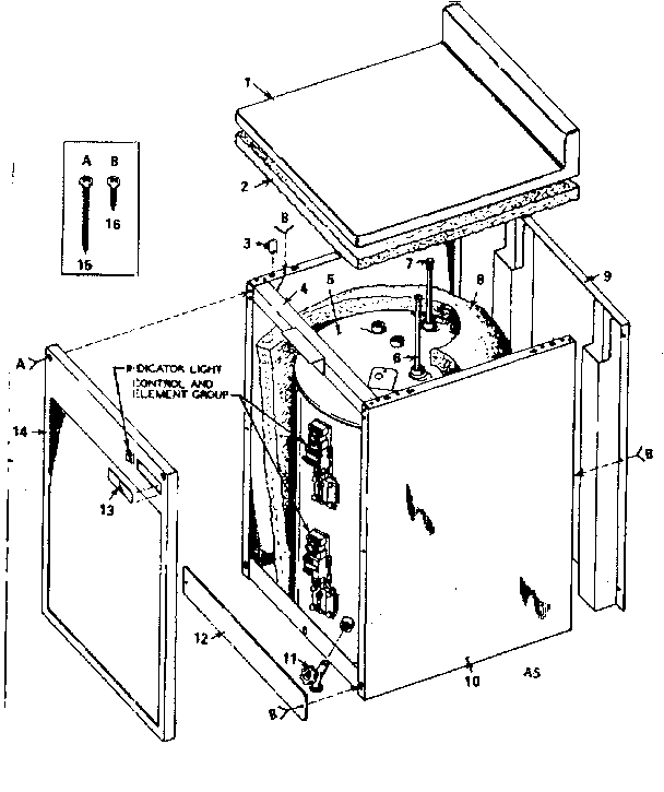 Non-functional Replacement Parts Diagram and Parts List for 15331240  Kenmore Water Heater