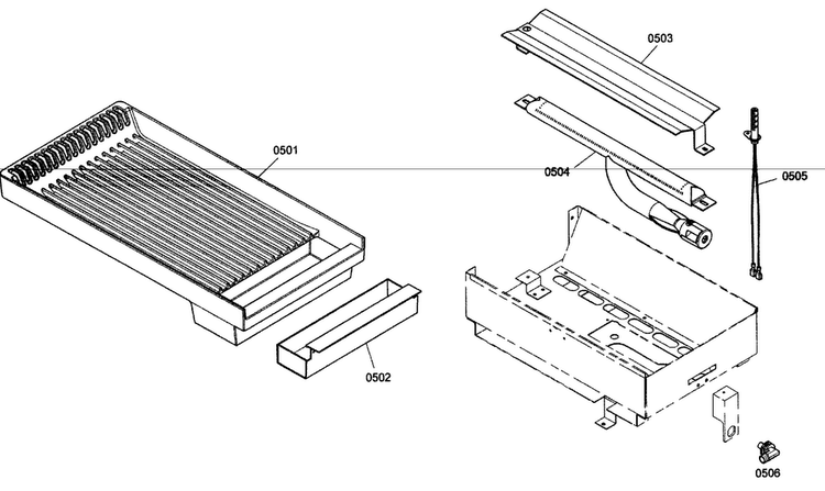 Griddle Diagram and Parts List for PRL364ELG02  Thermador Range