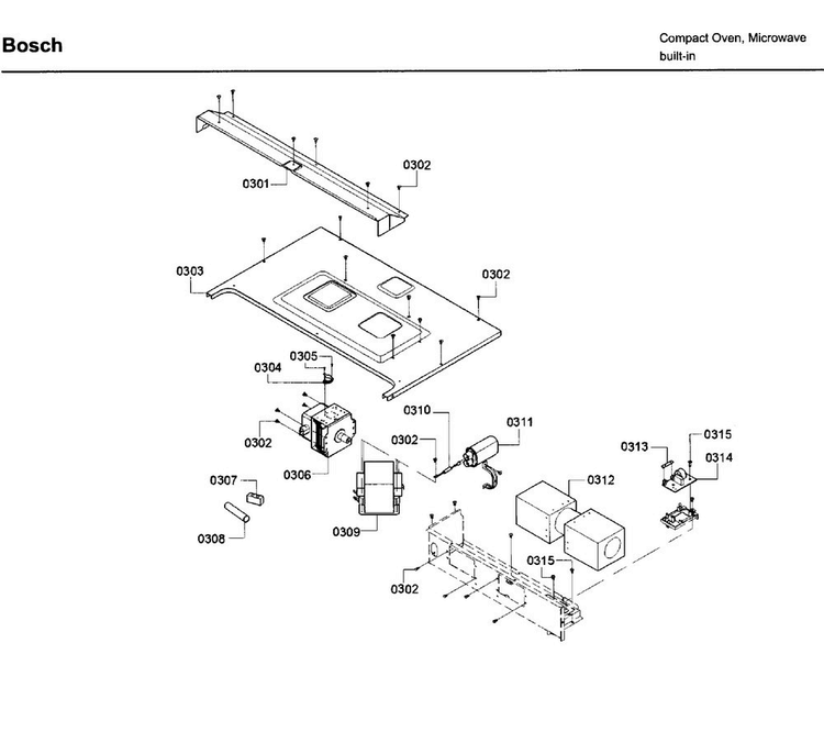 Electrical Parts Diagram and Parts List for HMC80252UC 01 Bosch Microwave