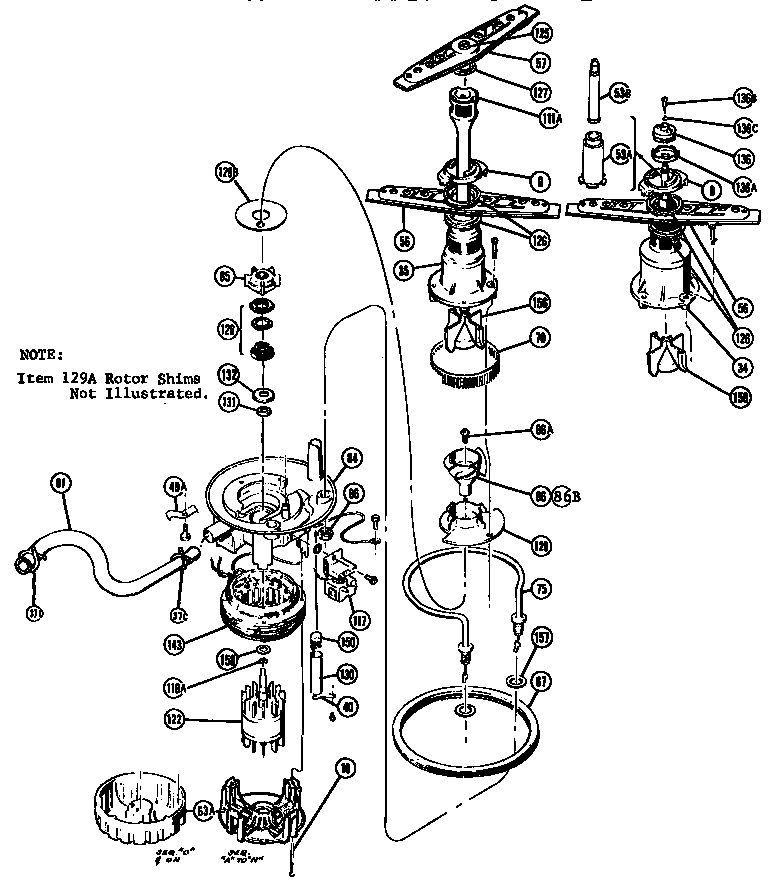 Pump Assembly Diagram and Parts List for CP750  Thermador Dishwasher