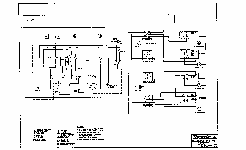 Schematic Diagram and Parts List for RES30W 9708 & UP Thermador Range