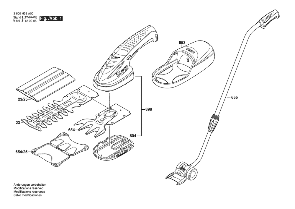 Section 1 Diagram and Parts List for ISIO1 3600H33A00 Bosch Nibbler & Shears