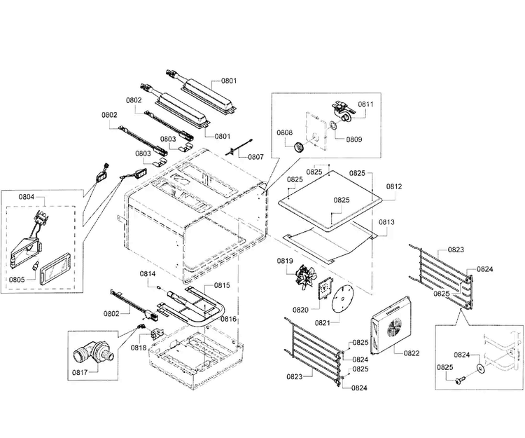 Oven Assy Diagram and Parts List for PRG366JG 03 Thermador Range