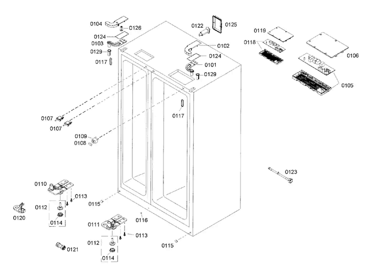 Cabinet Diagram and Parts List for B22CS80SNS 04 Bosch Refrigerator